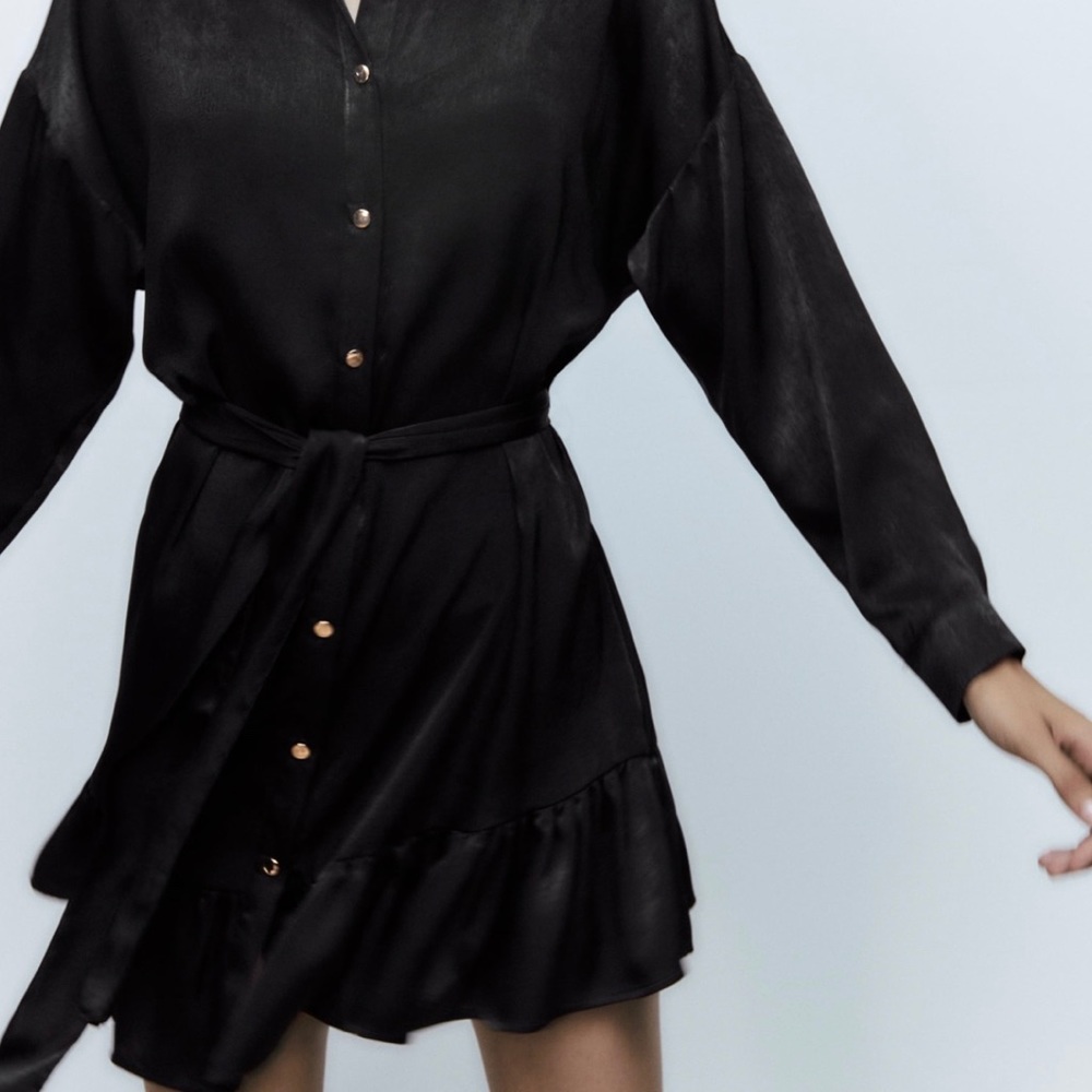 Zara Satin Shirt Dress - Picture 4 of 9
